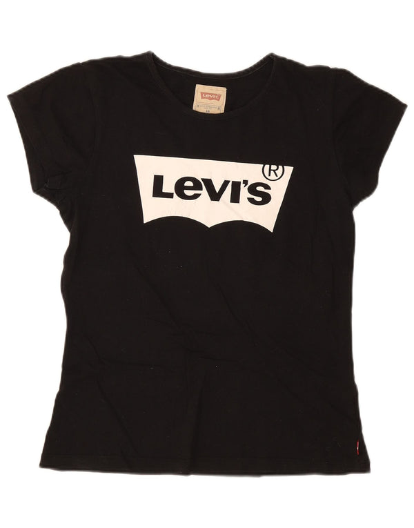 T-shirt grafica per ragazze Levi's 15-16 anni in cotone nero