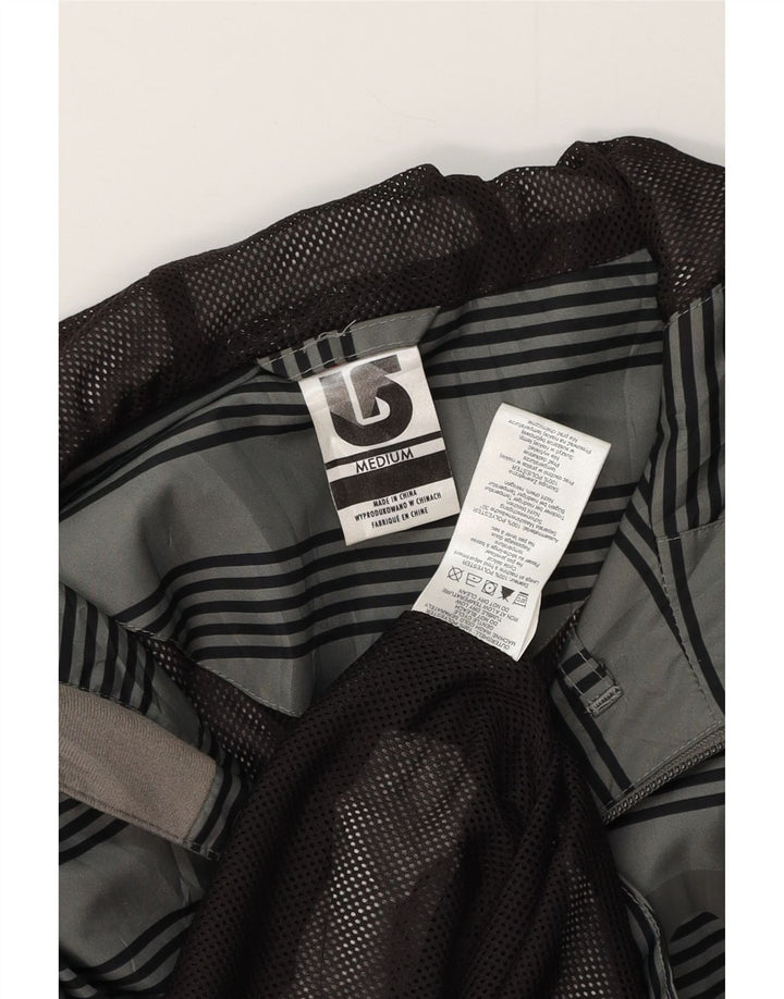 Giacca antipioggia Burton da uomo con cappuccio grafico UK 38 Poliestere a righe grigio medio