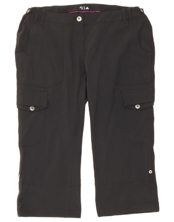 Pantaloni Adidas Cargo Capri dritti da donna UK 18 XL W36 L21 Nylon nero
