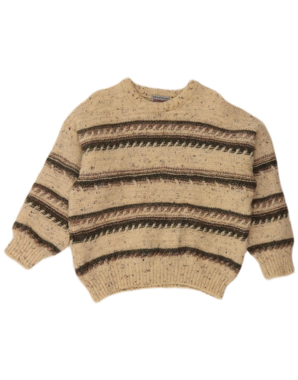 SERGIO TACCHINI Maglione maglione girocollo da donna UK 16 Grandi righe beige