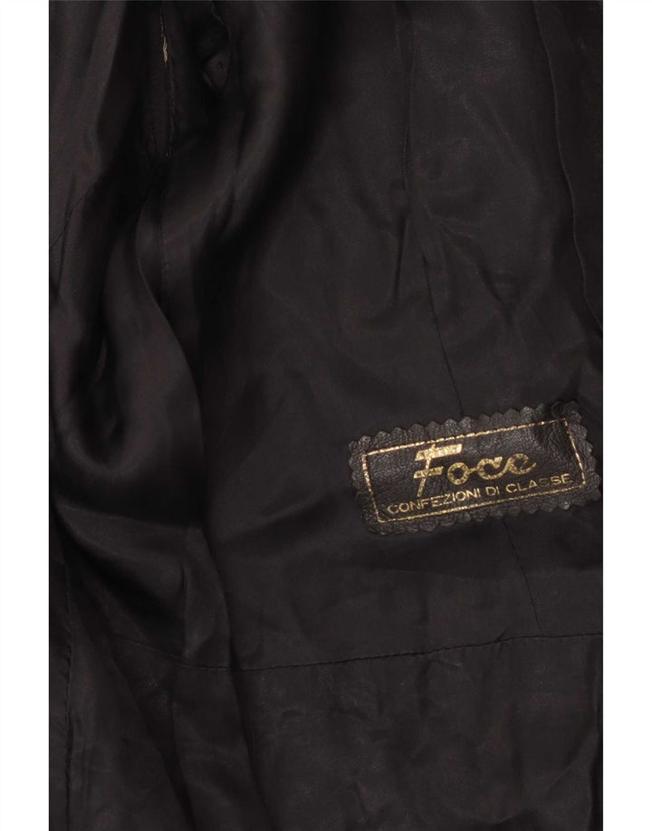 Trench vintage in pelle da donna UK 10 piccolo nero