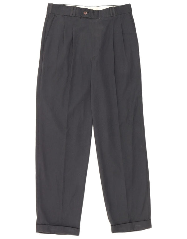 Pantaloni da abito con pegging da uomo Farah W30 L28 poliestere blu navy