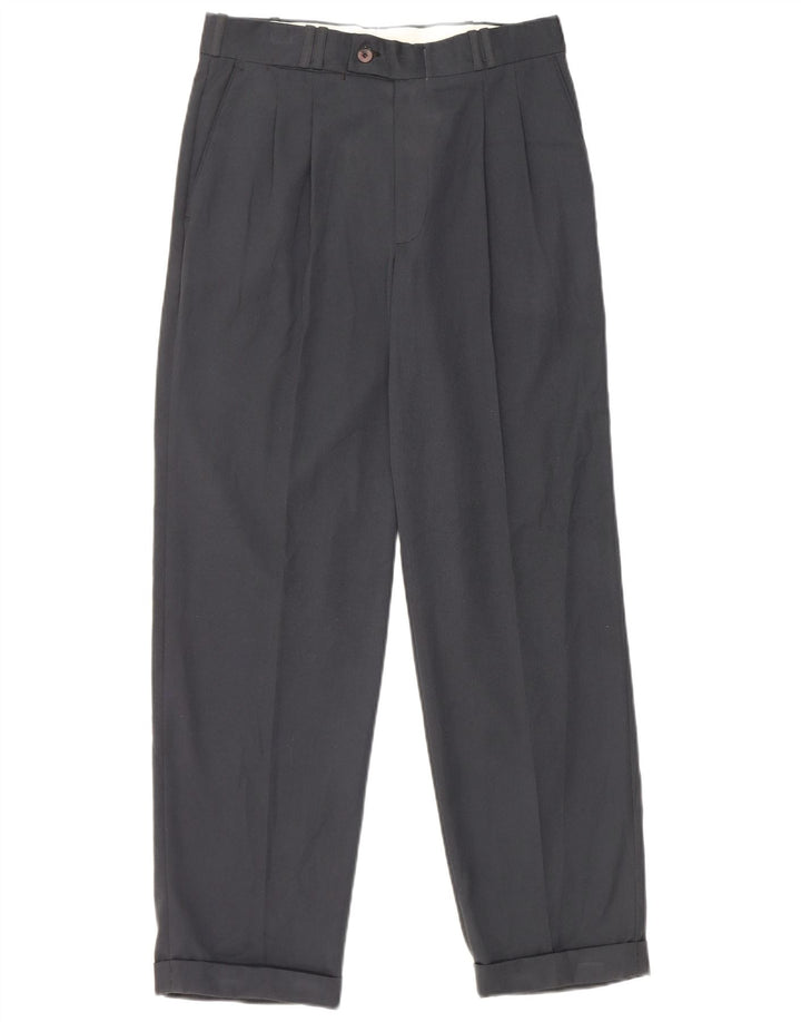 Pantaloni da abito con pegging da uomo Farah W30 L28 poliestere blu navy