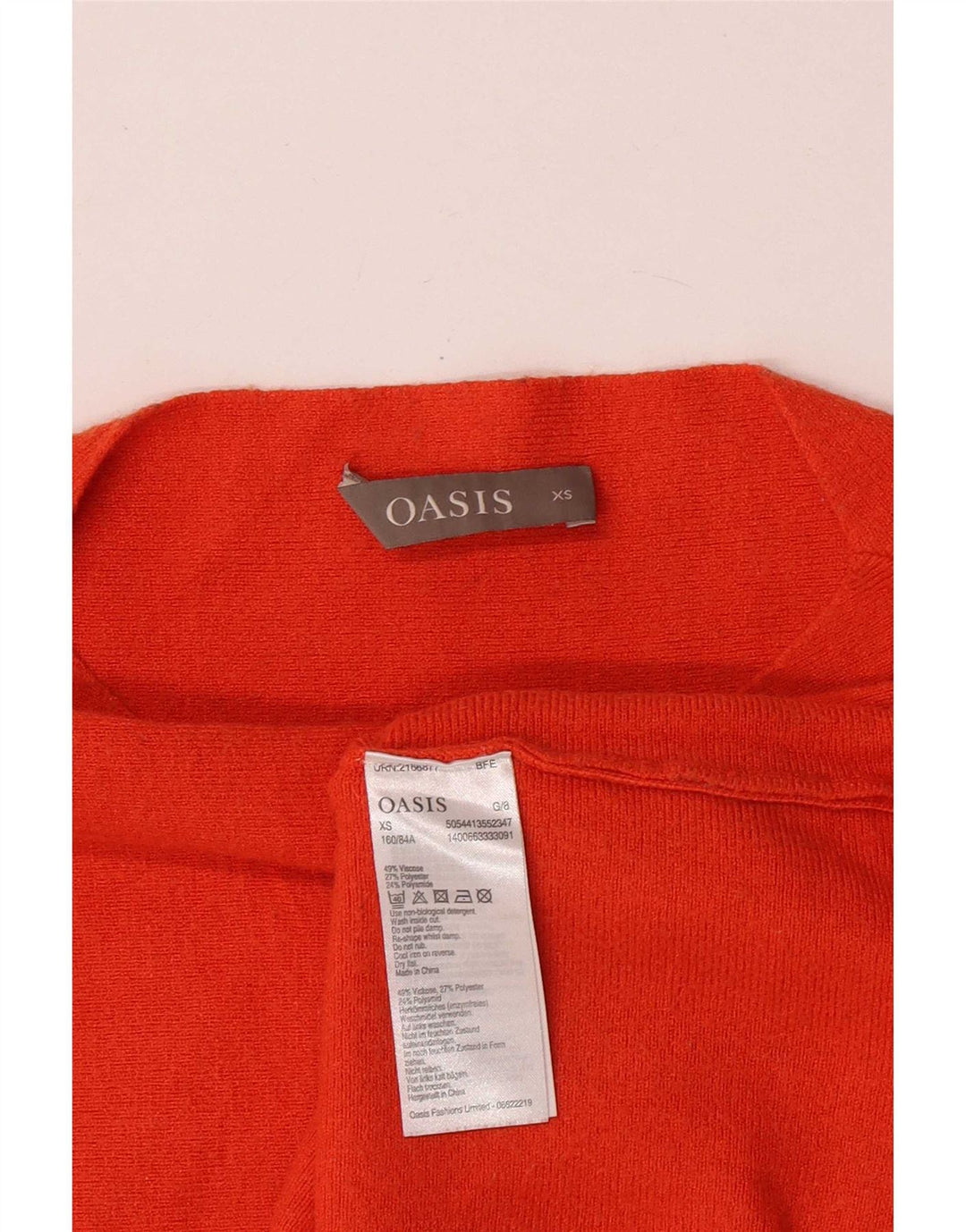Top da donna a maniche lunghe Oasis UK 6 XS arancione viscosa