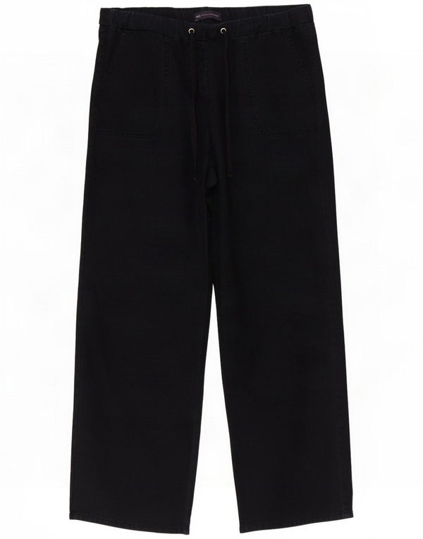 Marks & Spencer Pantaloni casual a gamba larga da donna UK 14 Large W34 L29 Nero