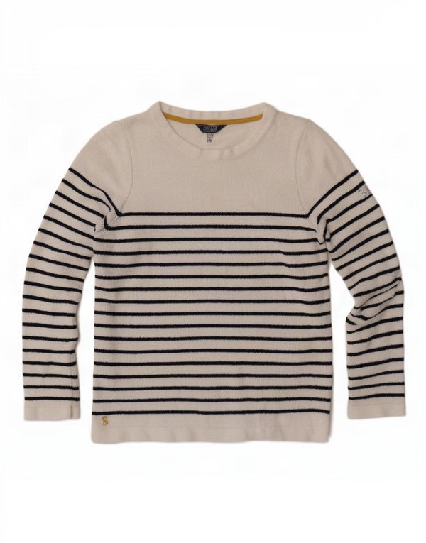 Joules Maglione da donna con scollo a barca Maglione UK 14 Poliestere a righe grandi bianche