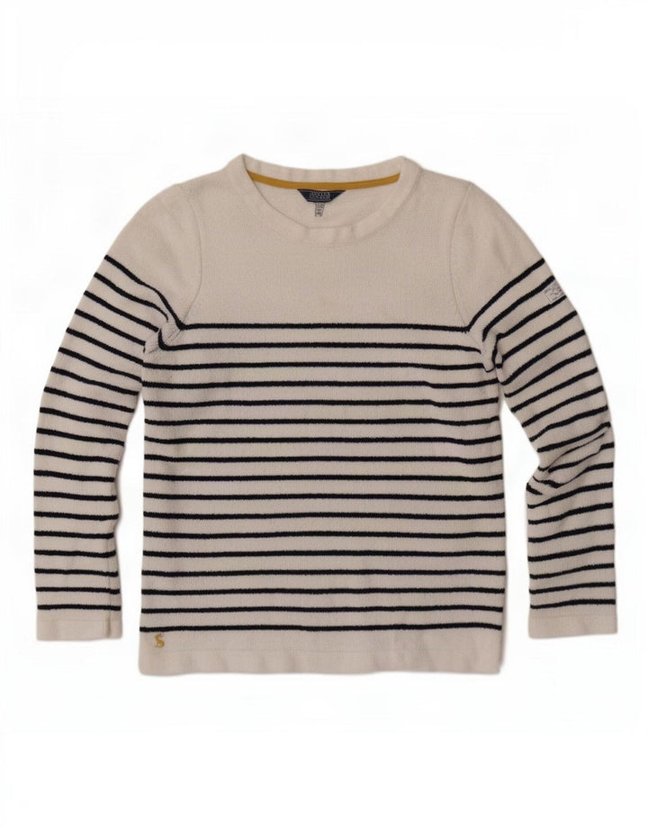 Joules Maglione da donna con scollo a barca Maglione UK 14 Poliestere a righe grandi bianche