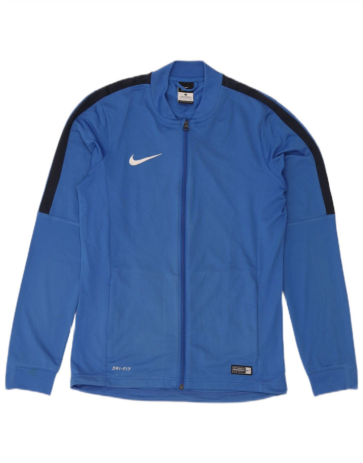 NIKE Mens Dri Fit Tracksuit Top Jacket Small Blue Colourblock Polyester