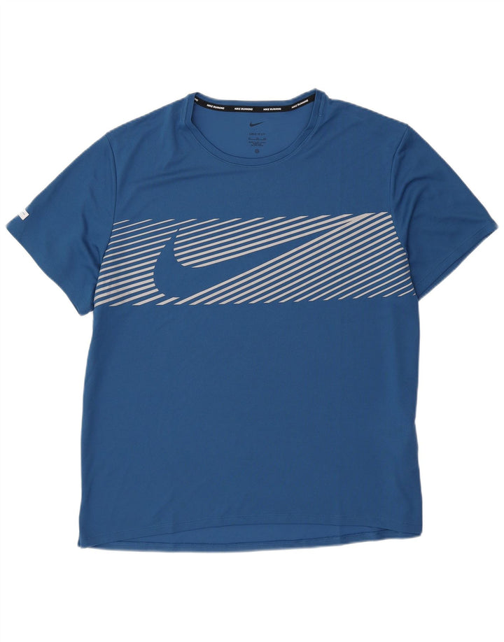 T-shirt grafica Nike da uomo Dri Fit Top XL blu poliestere