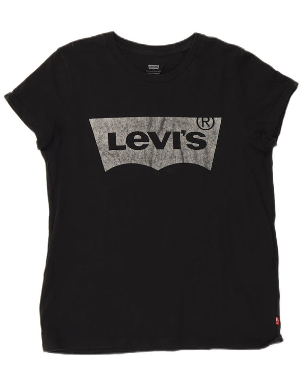 T-shirt grafica da donna Levi's Top UK 10 piccola in cotone nero