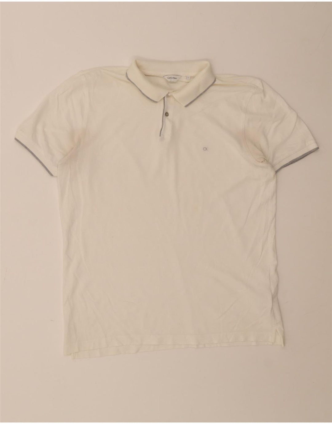 Polo da uomo Calvin Klein grande in cotone bianco