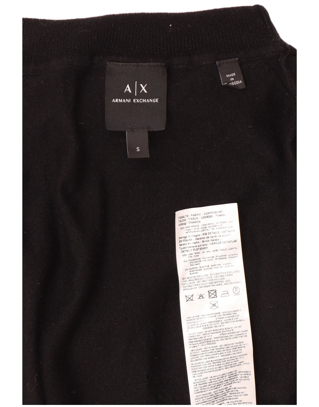 Armani Exchange Uomo Maglione Dolcevita Maglione Piccolo Nero Lana Vergine