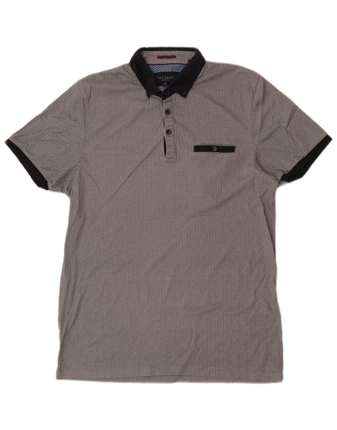 Polo Ted Baker da uomo vestibilità regolare taglia 3 cotone geometrico grigio medio