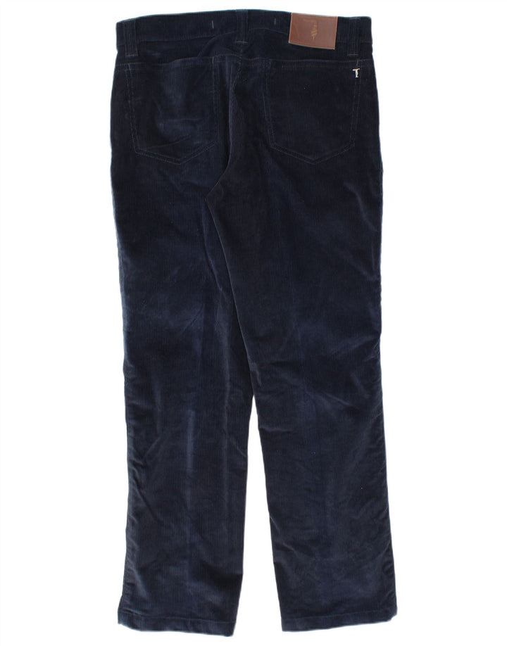 Pantaloni Dritti Uomo TRUSSARDI in Velluto a Coste IT 48 Medio W32 L29 Blu Navy