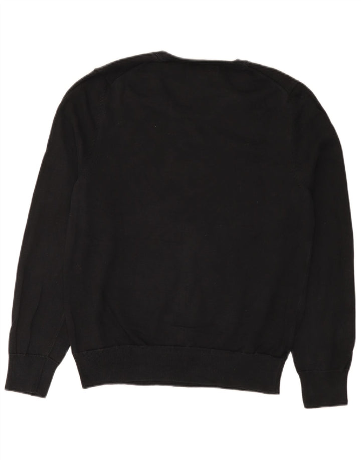Maglione da uomo con scollo a V Marks & Spencer in cotone nero medio