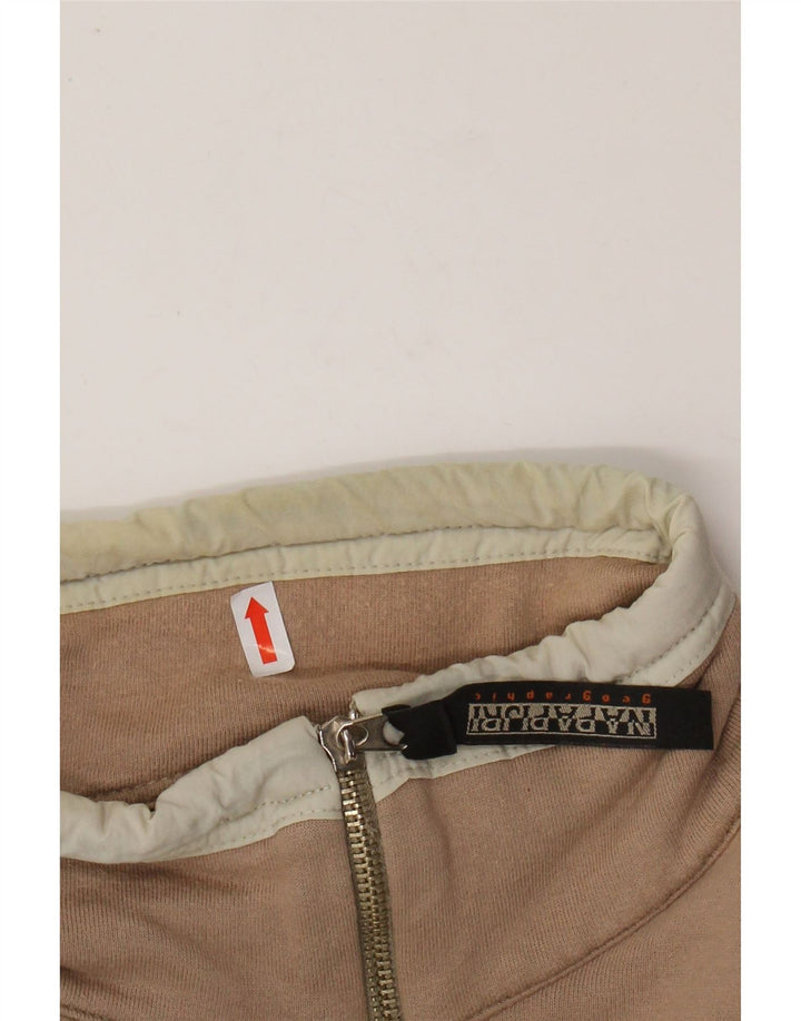 NAPAPIJRI Felpa con collo con zip grafica da uomo Maglione in cotone beige medio