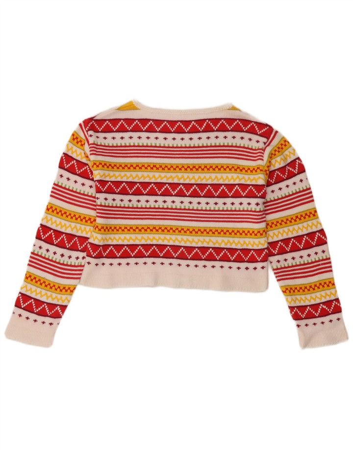 Maglione maglione vintage da donna con scollo a barca UK 12 medio multicolore