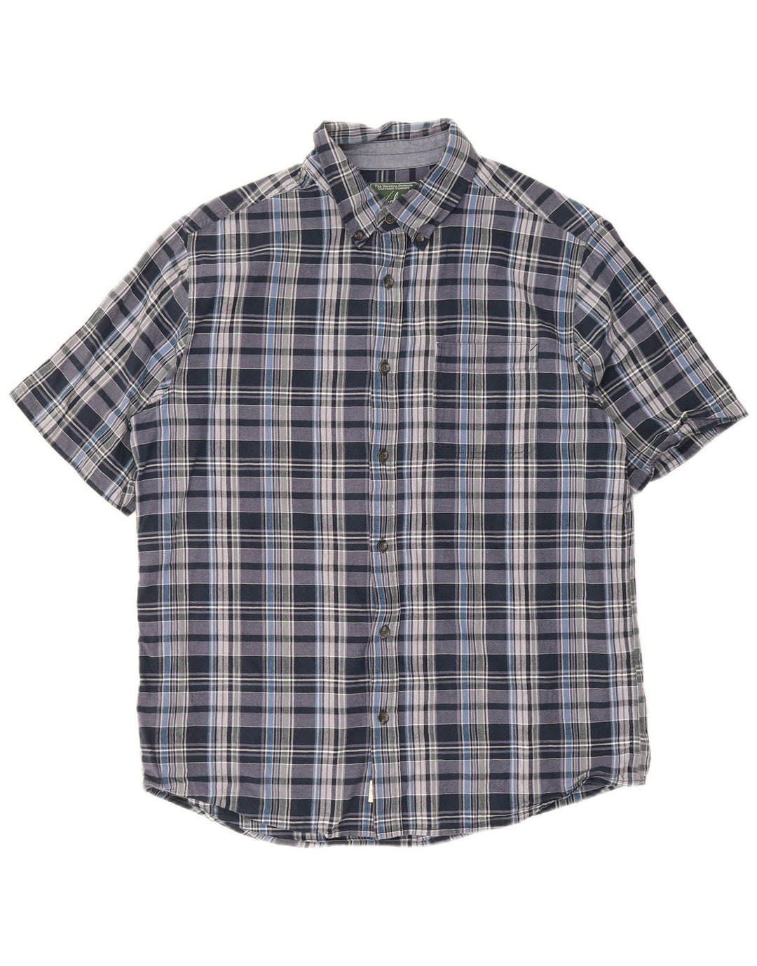 Camicia Woolrich da uomo a maniche corte, vestibilità regolare, grande cotone scozzese blu