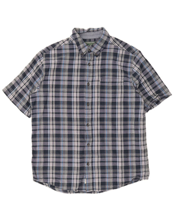Camicia Woolrich da uomo a maniche corte, vestibilità regolare, grande cotone scozzese blu