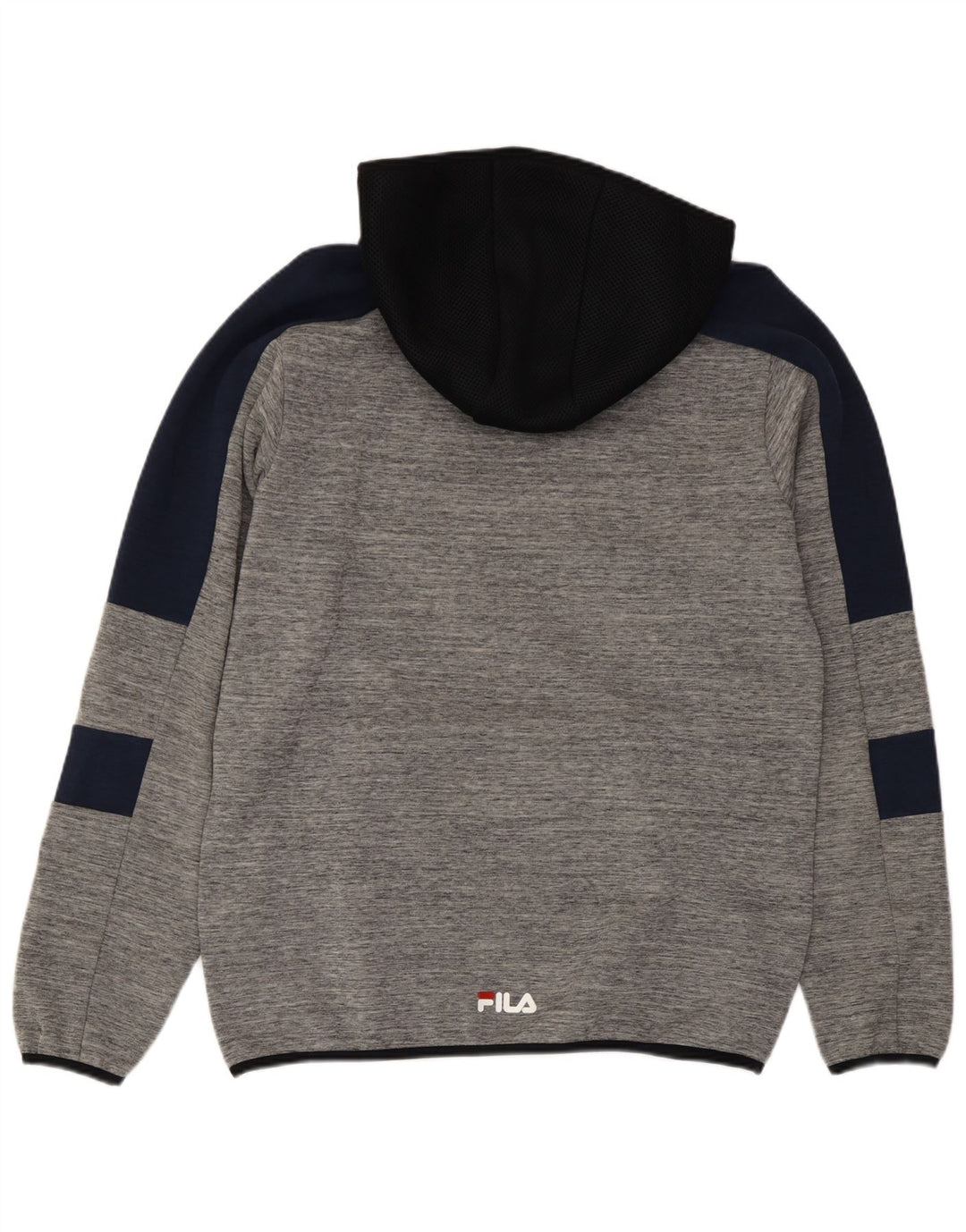Felpa con cappuccio grafica da uomo Fila in cotone color block grigio medio