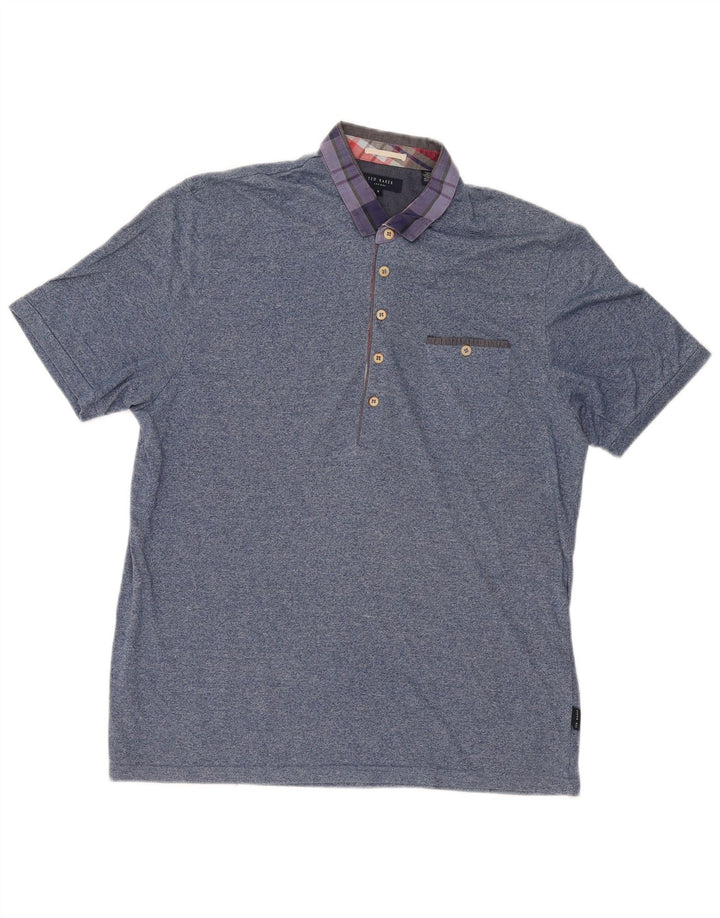 Polo da uomo Ted Baker taglia 6 2XL cotone screziato blu