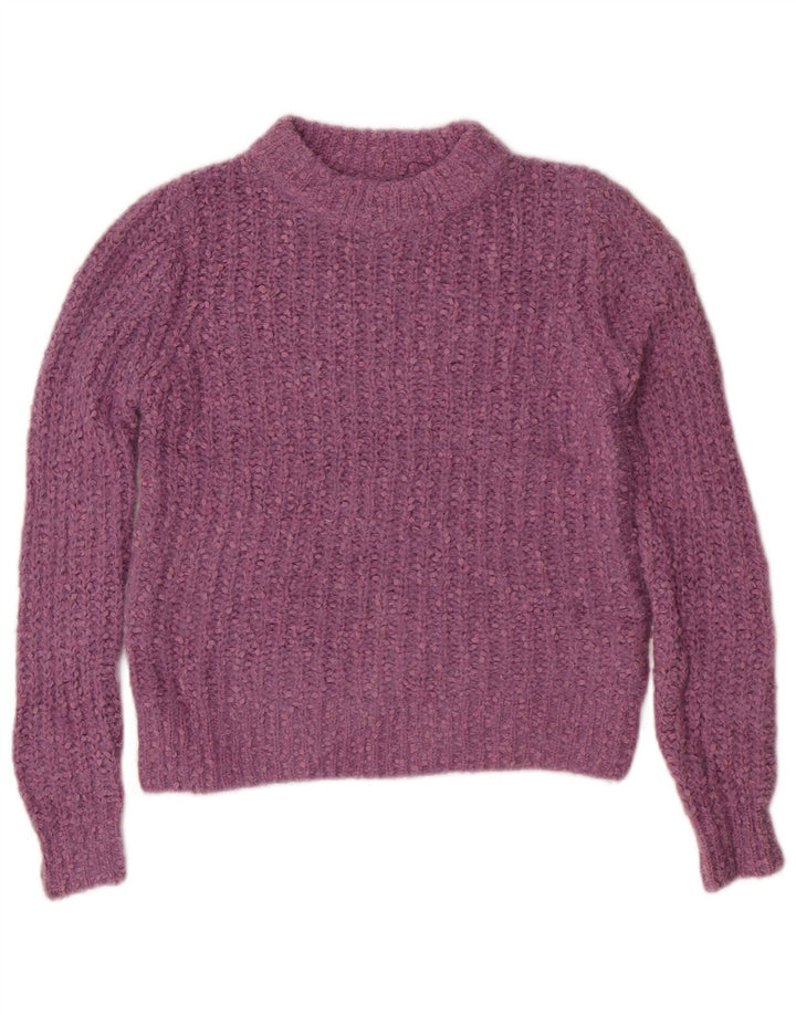 Maglione maglione con scollo a barca da donna Marks & Spencer UK 8 piccolo poliestere viola
