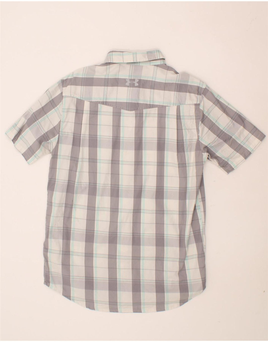 UNDER ARMOUR Mens Short Sleeve Shirt Medium Grey Check Cotton Vintage Under Armour and Second-Hand Under Armour from Messina Hembry 