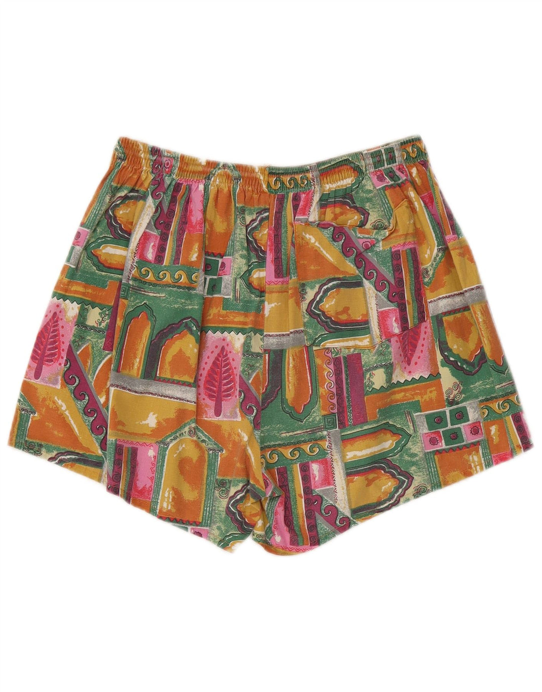 Pantaloncini da bagno vintage da uomo in cotone patchwork medio multicolore