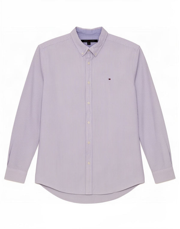 Camicia da uomo Tommy Hilfiger XL blu gessato in cotone
