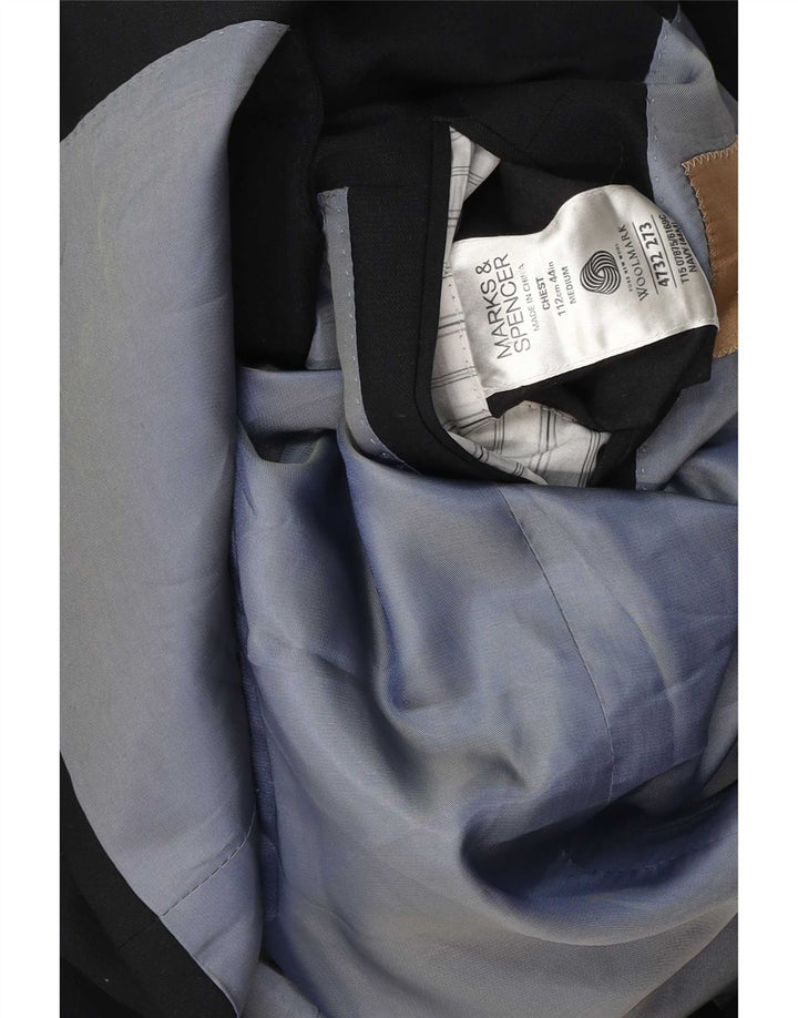 Giacca blazer a 3 bottoni Marks & Spencer da uomo UK 44 XL lana blu navy