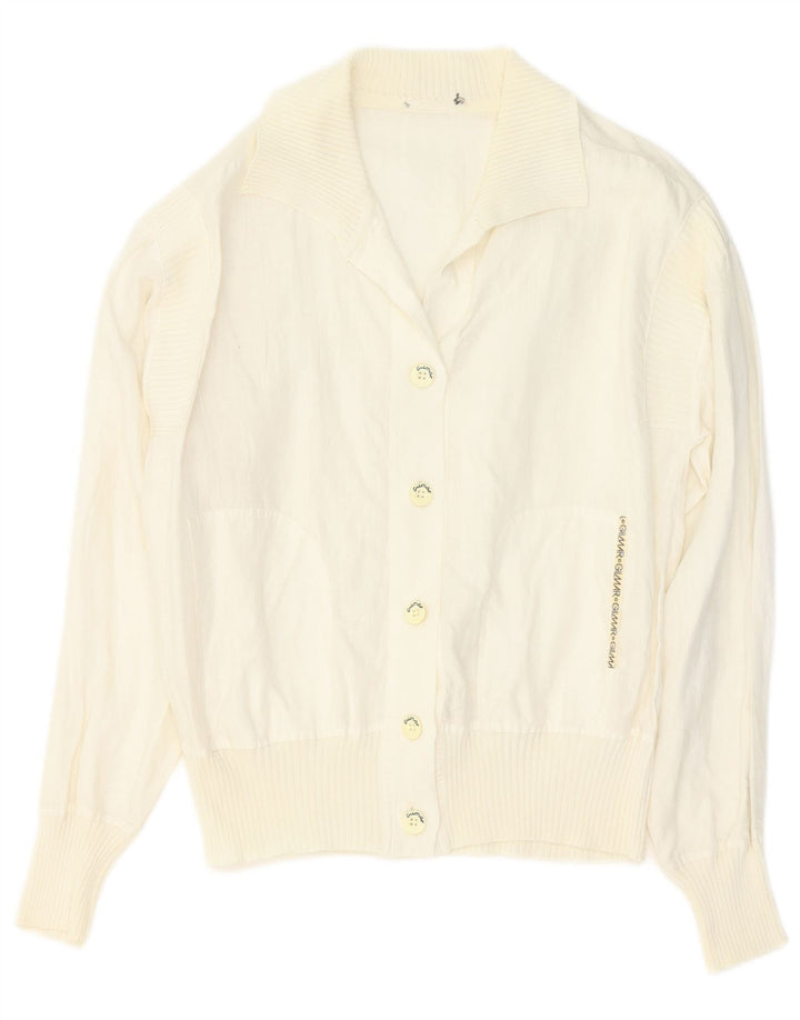 Camicetta camicia vintage da donna UK 16 grande bianca