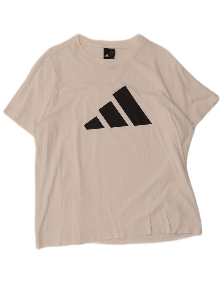 T-shirt grafica da donna ADIDAS Top UK 16/18 grande cotone bianco