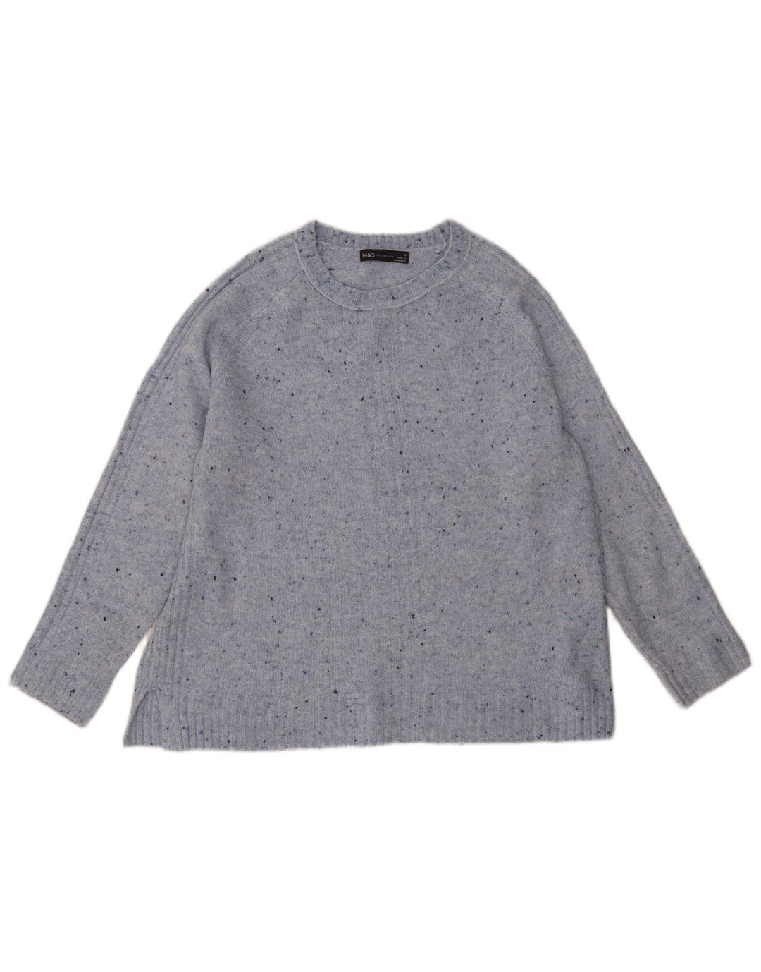 Maglione maglione con scollo a barca da donna Marks & Spencer UK 14 Blu medio screziato