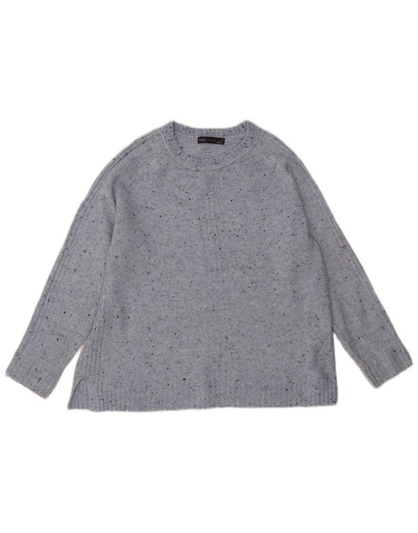 Maglione maglione con scollo a barca da donna Marks & Spencer UK 14 Blu medio screziato