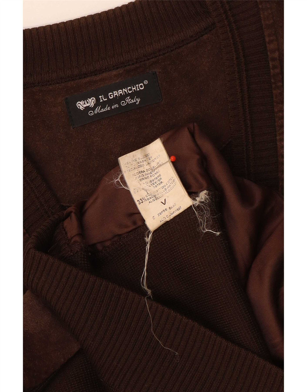 Il Granchio Maglione Cardigan in Pelle Scamosciata da Uomo Grande Lana Marrone