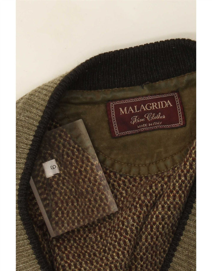 Maglione cardigan da uomo Malagrida grande kaki geometrico