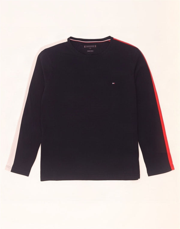 Tommy Hilfiger Top da uomo a maniche lunghe XL blu navy in cotone color block
