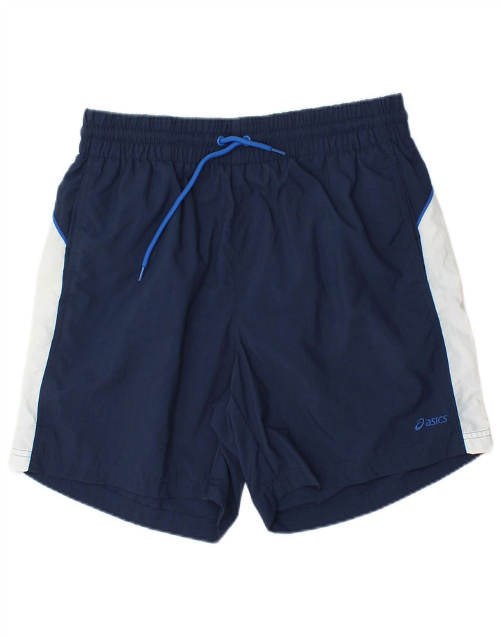 Asics Pantaloncini sportivi grafici da uomo di grandi dimensioni in poliammide color block blu navy