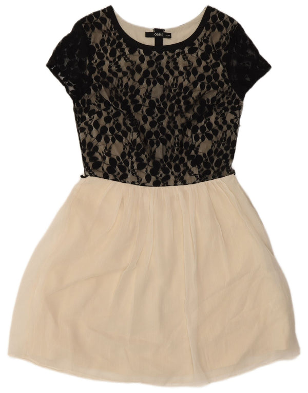 Abito tubino a maniche corte da donna Oasis UK 8 piccolo floreale bianco sporco