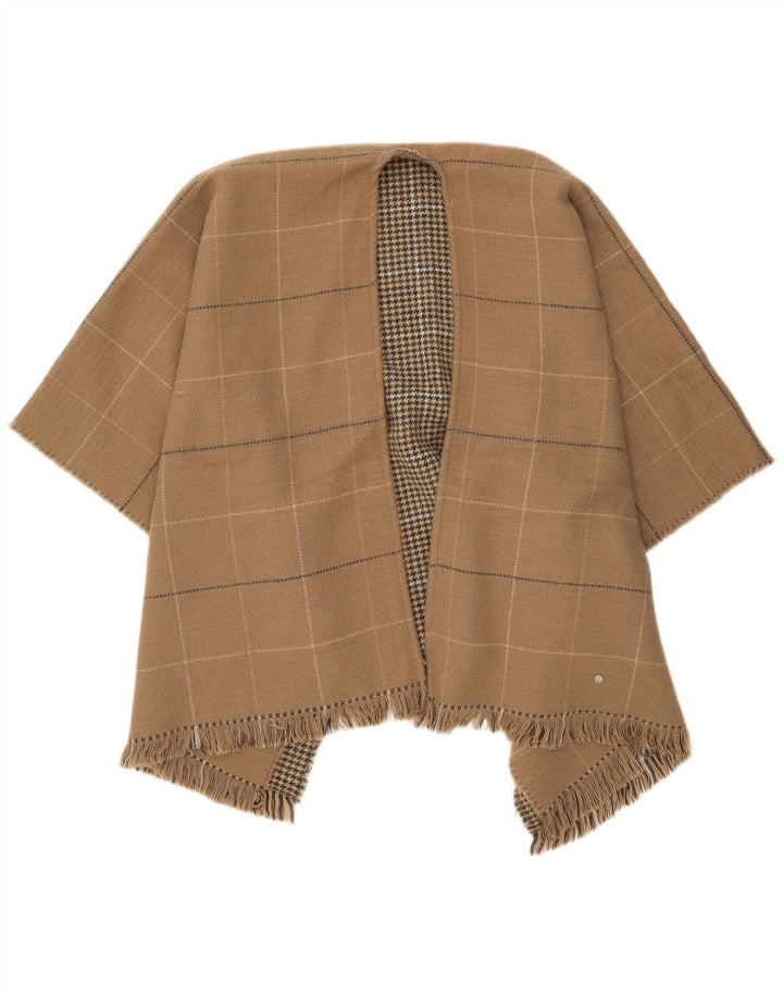 Cappotto a mantella reversibile da donna, taglia unica, a quadri beige