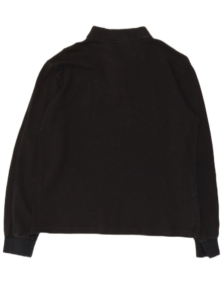 Polo da uomo a maniche lunghe Fred Perry in cotone nero medio