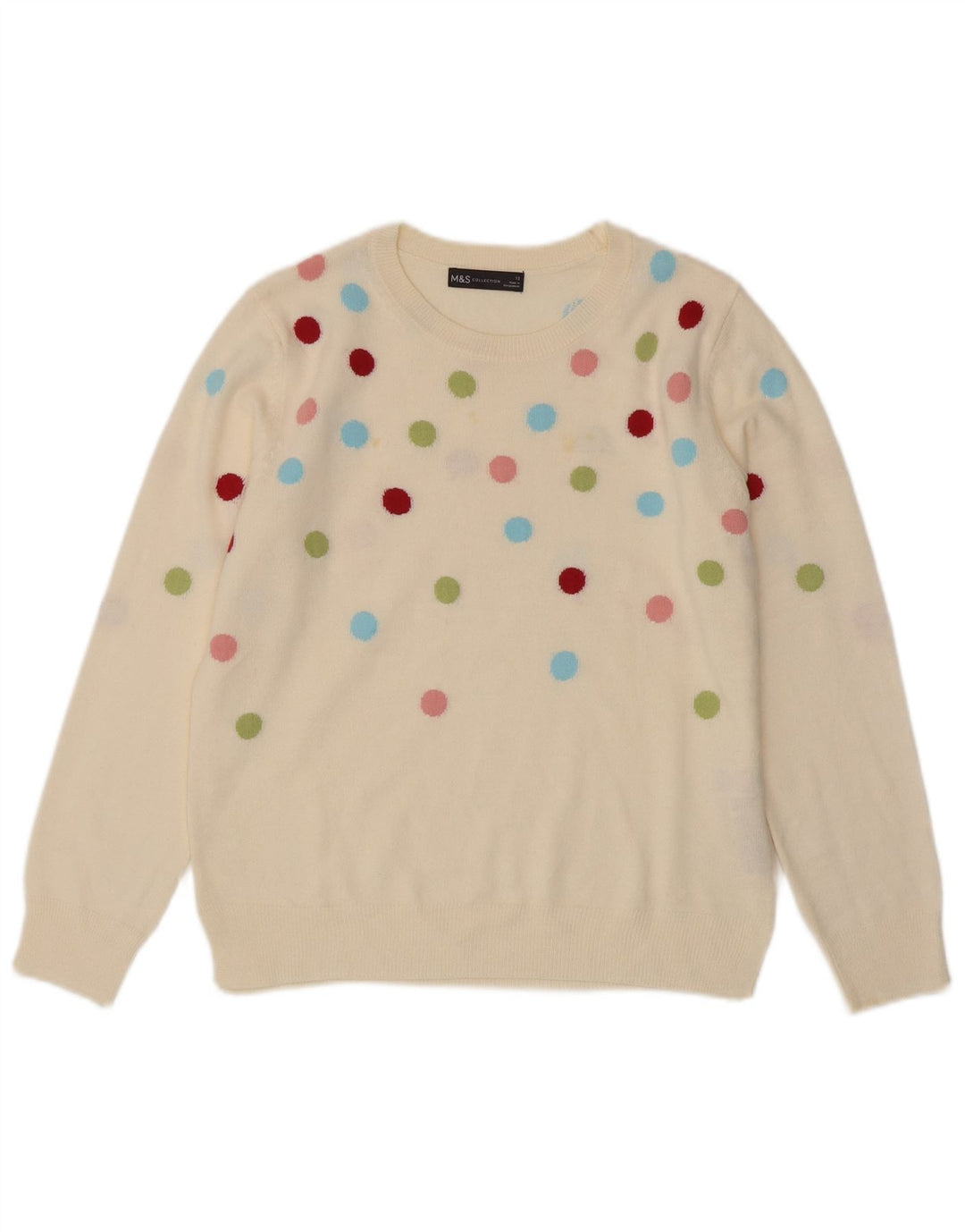 Maglione maglione girocollo da donna Marks & Spencer UK 12 medio bianco sporco