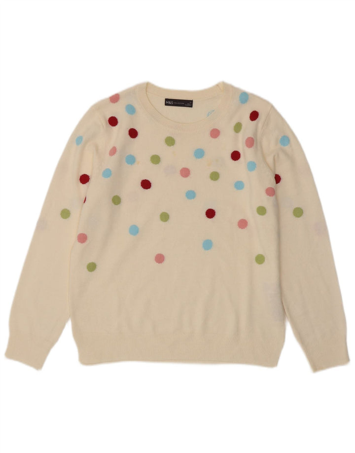 Maglione maglione girocollo da donna Marks & Spencer UK 12 medio bianco sporco
