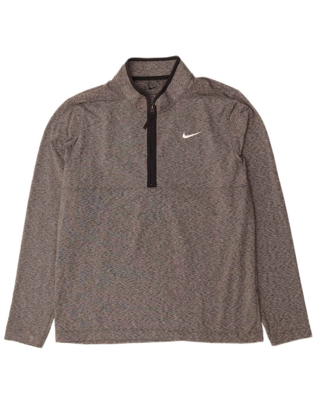 Maglia da ginnastica Nike Dri Fit con zip e collo da uomo, grande, grigia screziata