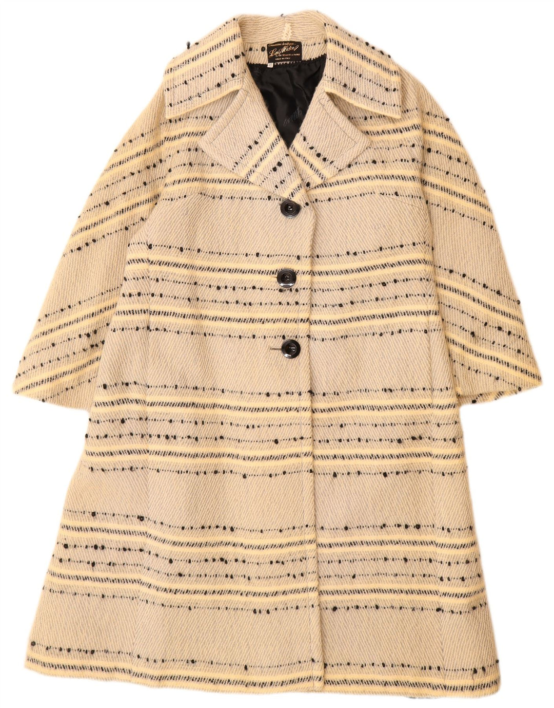 Soprabito vintage da donna IT 46 grande a righe bianco sporco