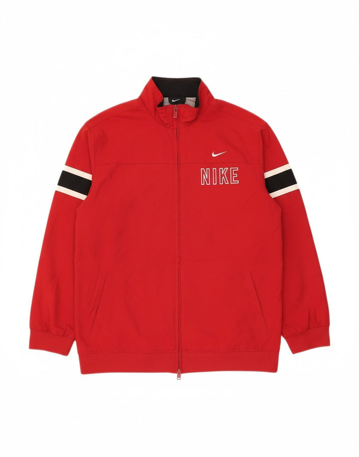 NIKE Boys Graphic Tracksuit Top Jacket 14-15 Years Large Red Colourblock