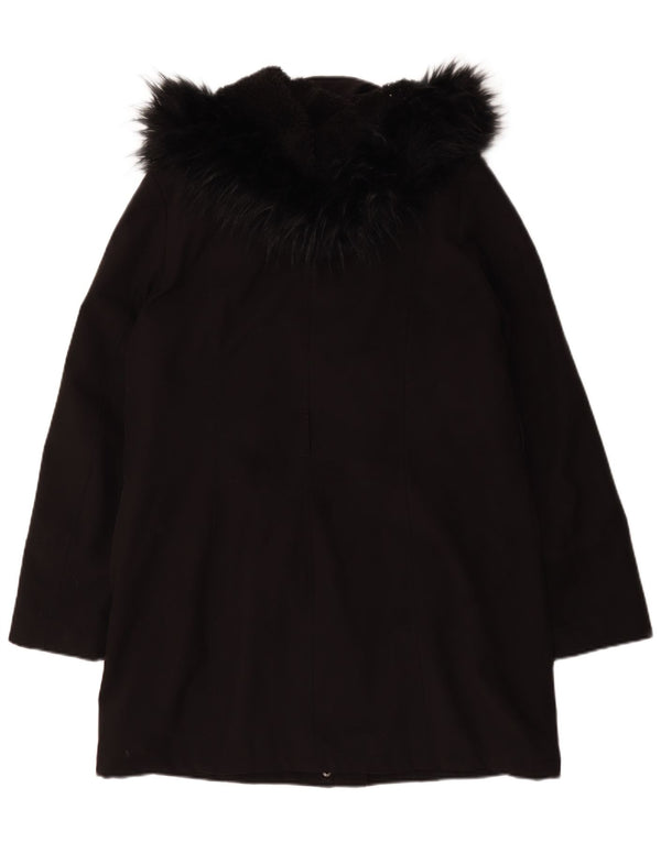Soprabito Sherpa con cappuccio da donna Dkny UK 16 grande poliestere nero