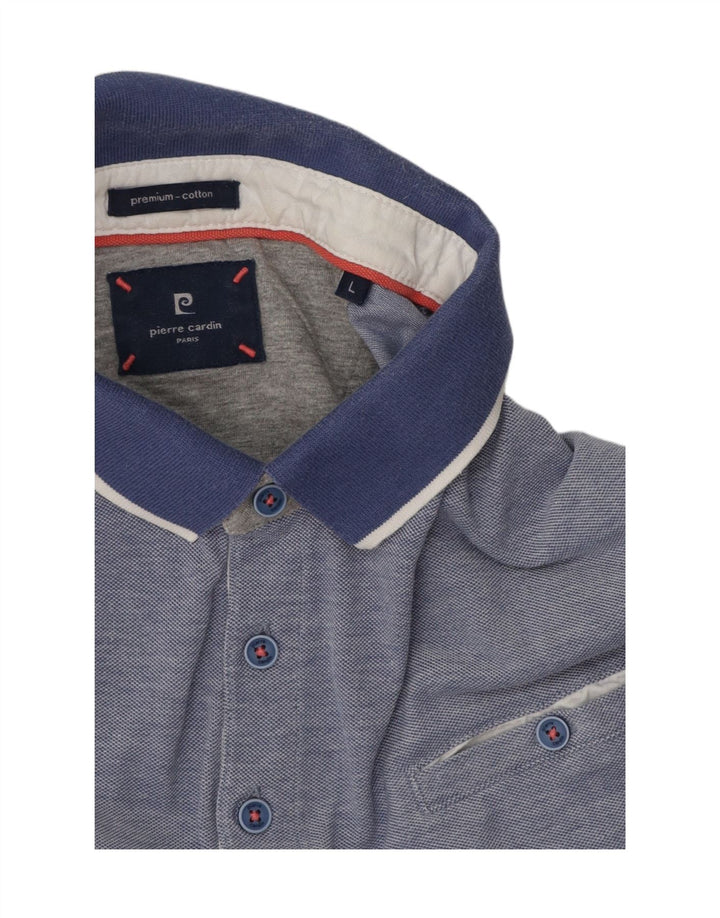 Polo da uomo Pierre Cardin grande in cotone blu