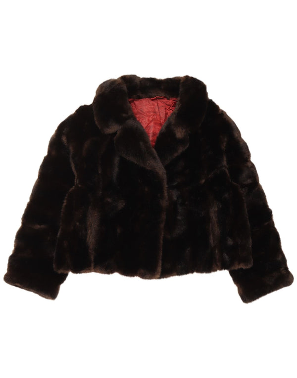 TISSAVEL Giacca da donna in pelliccia sintetica UK 18 XL Marrone Poliacrilico