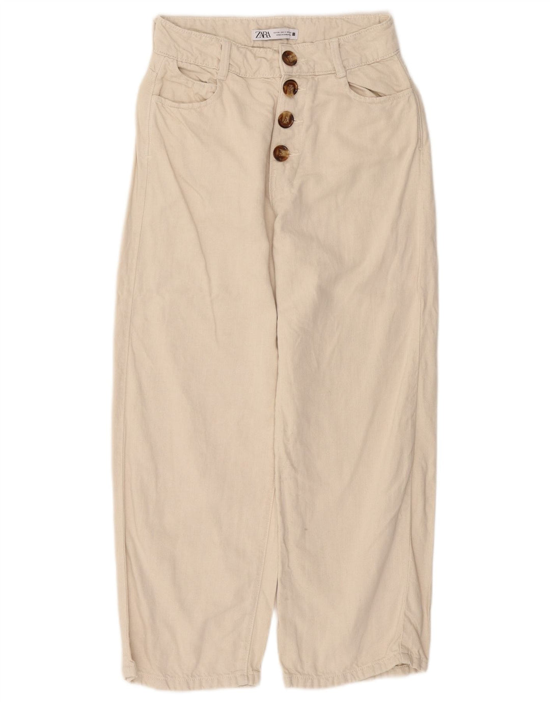 Pantaloni cropped larghi a vita alta da donna ZARA EU 36 XS W26 L25 Beige